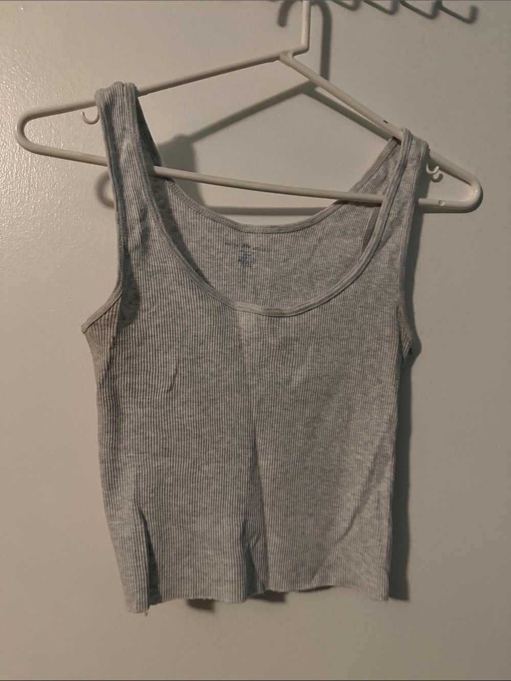 Women's Brandy Melville Ribbed Cropped Scoop Neck Tank Top - Light Gray